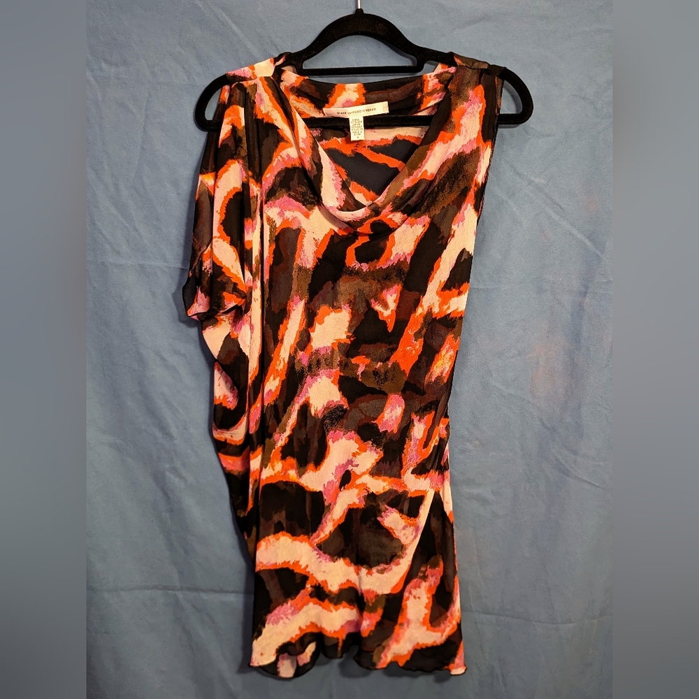 Diane von Furstenberg asymmetrical sheer top, size 8